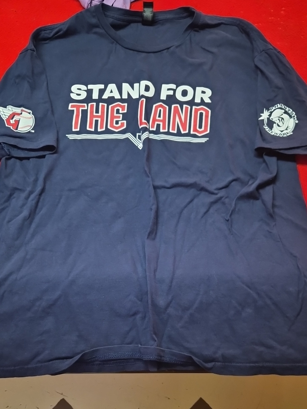 Cleveland Guardians Navy, White and Red "Stand For The Land" Graphic Tee